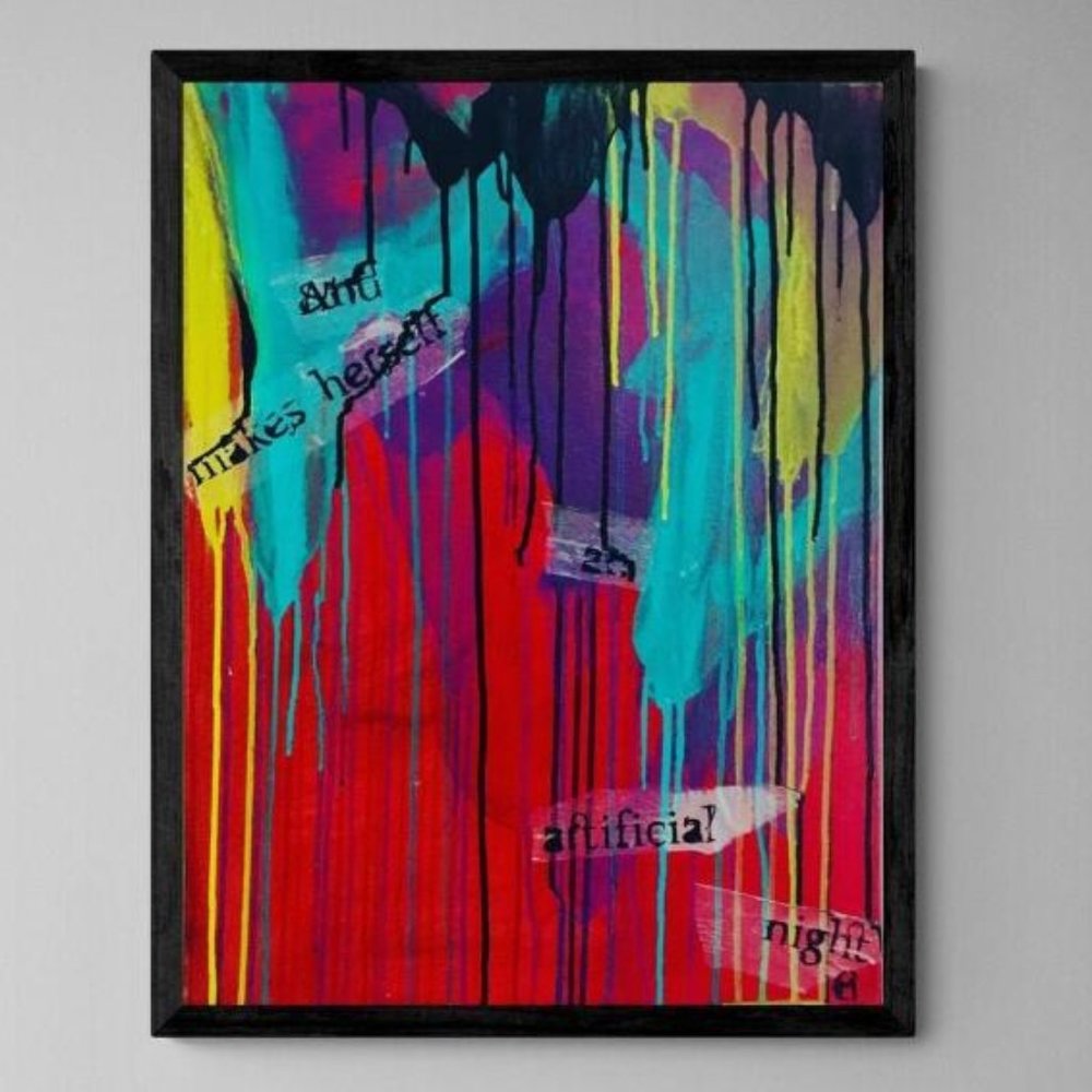 Romeo & Juliet Quote Painting Original Colorful Abstract Wall Art Handmade 18x24